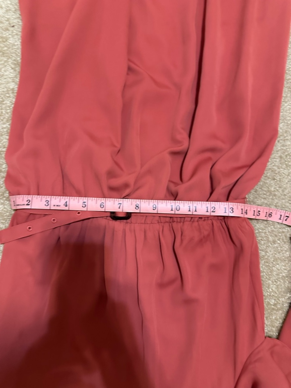 Ann Taylor Rust Red Long-Sleeve Midi Dress with Waist Tie - Picture 6 of 9